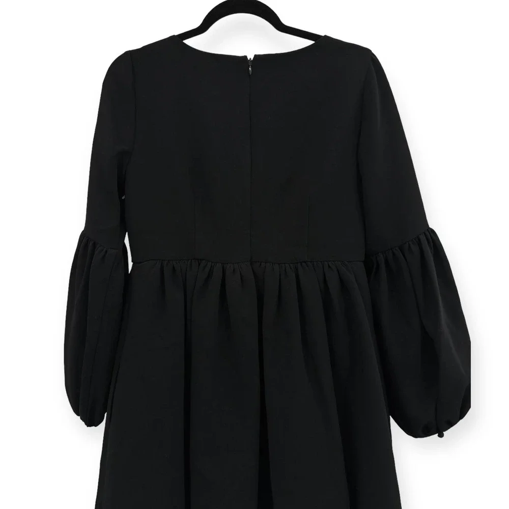 cinq á‎ sept Dorina Puff Sleeve Crepe Mini Dress with Pockets Black NWOT Size 4 - Picture 14 of 16